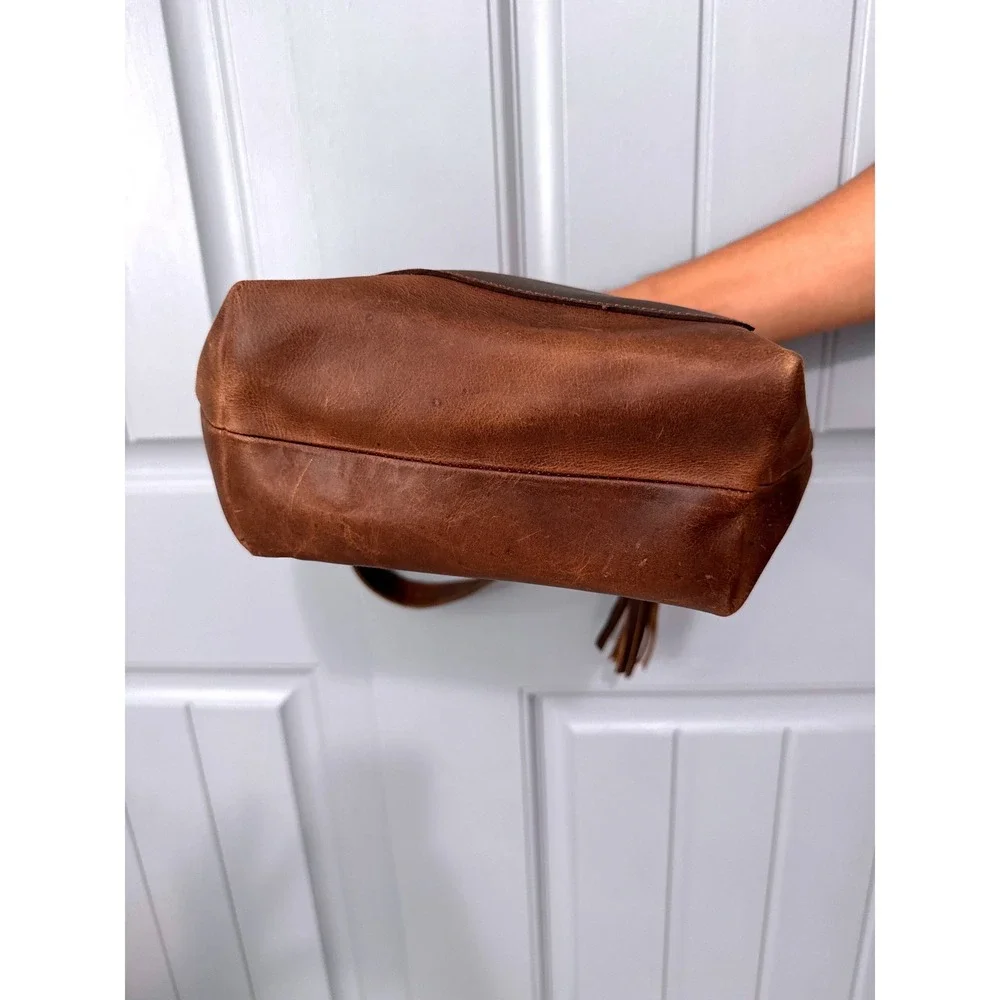 Hides Leather Co LEATHER TOTE BAG WITH ZIPPER - HAZELNUT BROWN - Medium